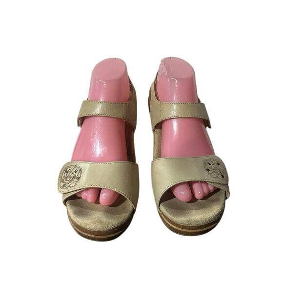 Dansko EU 40 US 9.5 Woman's Sand Tan Sandal Sonnet Full Grain Leather Hook Pull - Picture 3 of 9